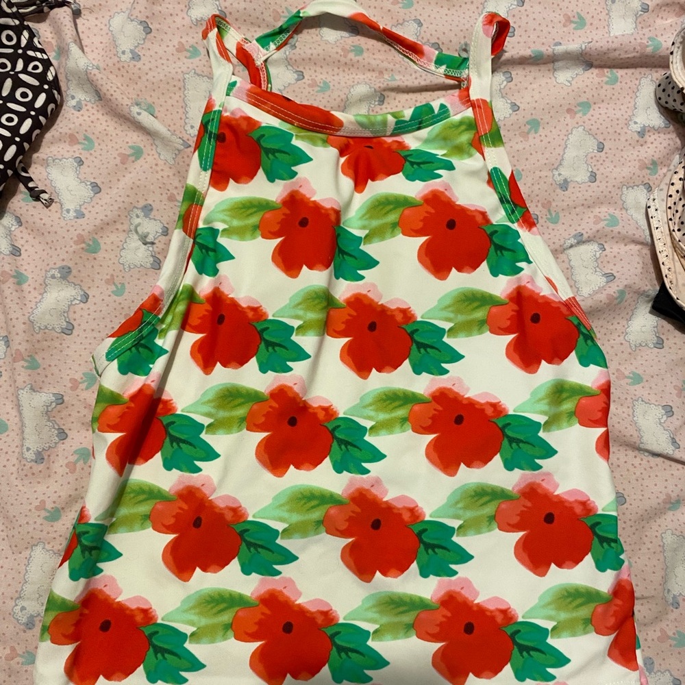 High rise red poppies swim top